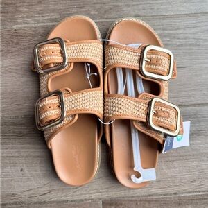 Women’s Universal Thread Collin Double Buckle Sandal in Tan - Sz. 8.5 - Target